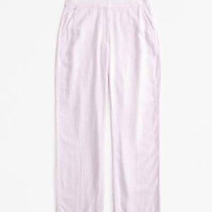Abercrombie Linen-Blend Tailored Straight Pant M Light Pink